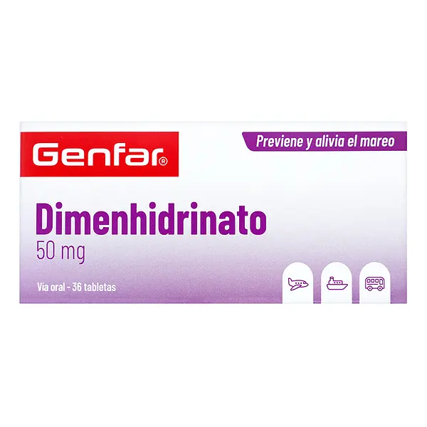 Dimenhidrinato 50 Mg 36 Tableta Genfar