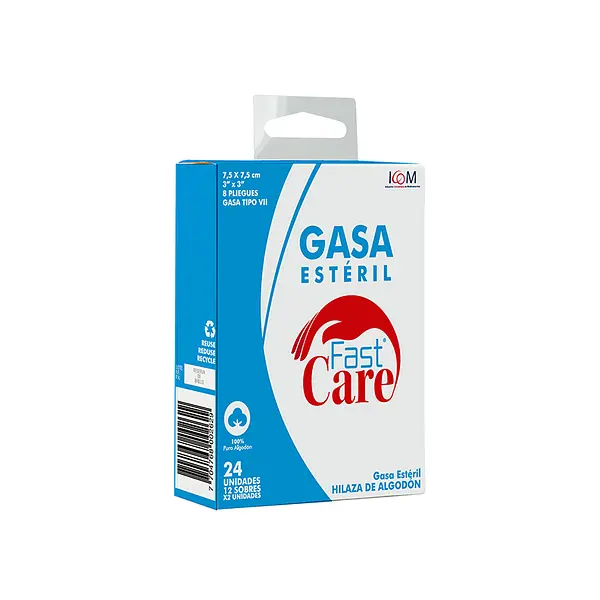 Gasa Fast Care Esteril 3X3 Yd 12Sobre Icom