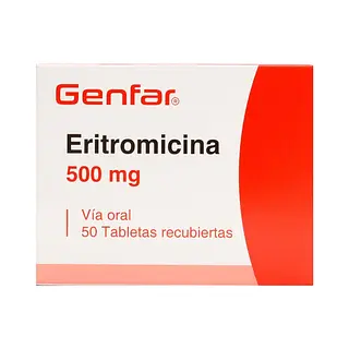 Eritromicina 500 mg 50 tabletas