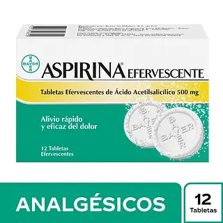 Aspirina Efervescente 500 mg 12 tabletas
