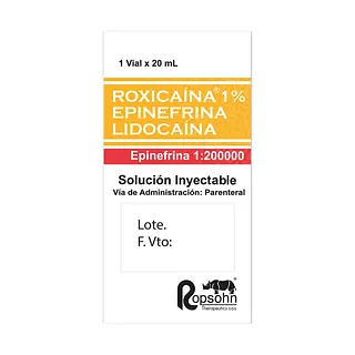 Roxicaina 1% + Epinefrina 1200 UI 20 ml
