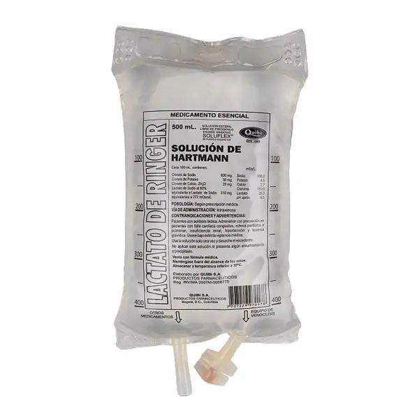 Solución Lactato Ringer 500 ml Quibi Bolsa