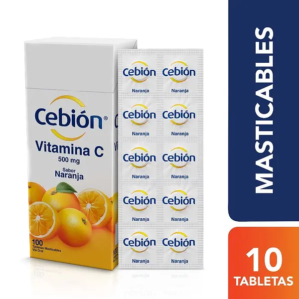 Cebion Masticable Naranja 100 tabletas
