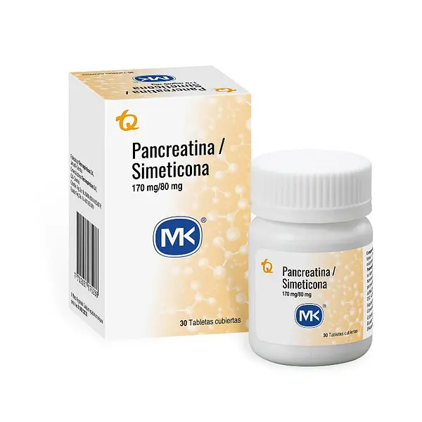 Pancreatina + Simeticona 30 tabletas MK