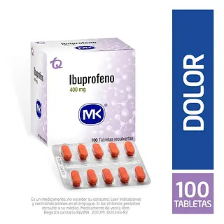 Ibuprofeno 400 mg 100 tabletas MK