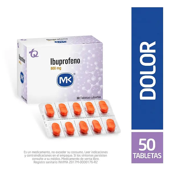 Ibuprofeno 800 mg 50 tabletas MK