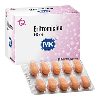 Eritromicina 500 mg 50 tabletas MK