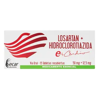 Losartán 50 mg + HCT 12.5 mg 15 tabletas EC