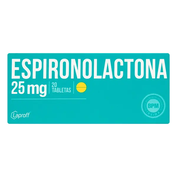 Espironolactona 25 mg 20 tabletas LP