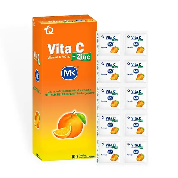 Vitamina Vita C + Zinc Naranja 100 tabletas MK