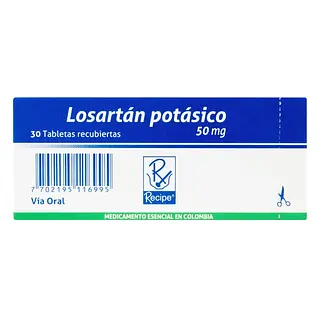 Losartán 50 mg 30 tabletas RC