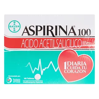 Aspirina 100 mg 140 tabletas (4 estuches)