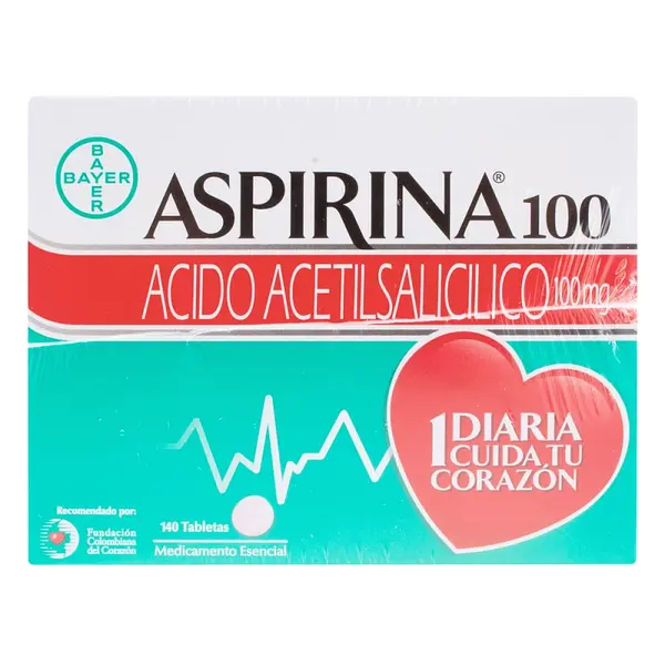 Aspirina 100 mg 140 tabletas (4 estuches)