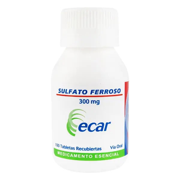 Sulfato Ferroso 300 mg 100 tabletas EC