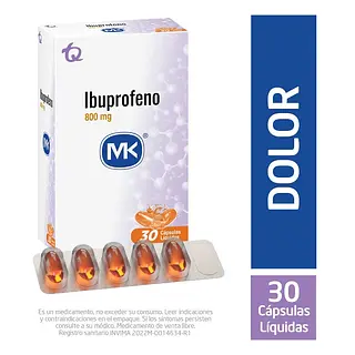 Ibuprofeno 800 mg Caja x30 cápsulas blandas MK