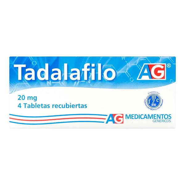 Tadalafilo 20 mg 4 tabletas AG