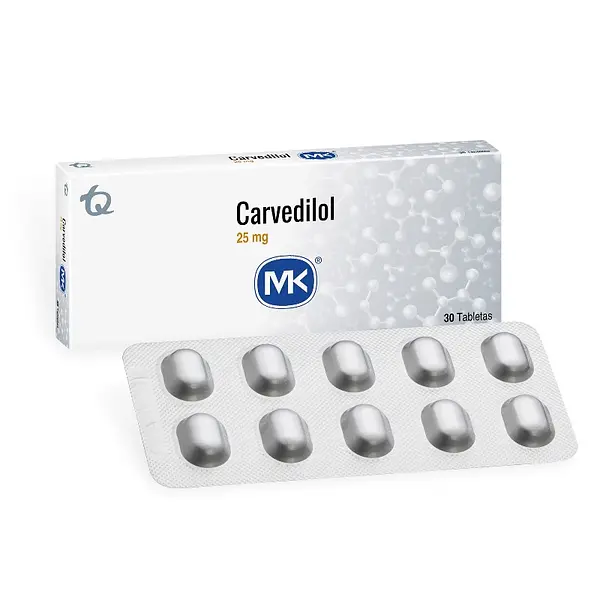 Carvedilol 25 mg 30 tabletas MK