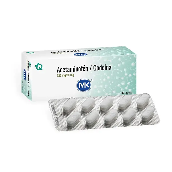 Acetaminofén + Codeína 325/30 mg 30 tabletas MK