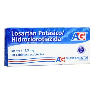 Losartán 50 mg + HCT 12.5 mg 30 tabletas AG