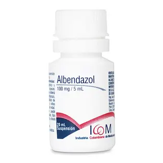 Albendazol Suspensión 100 mg/5 ml Frasco 20 ml Icom
