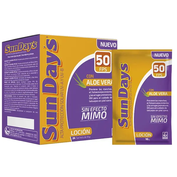 Protector Solar Sundays Karité Aloe FPS 50 24 sobres
