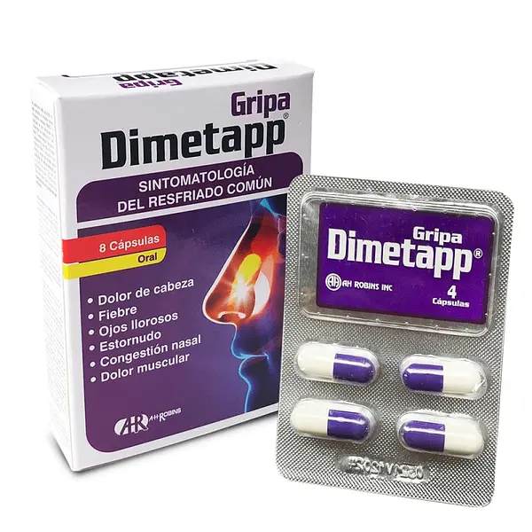 Dimetapp Gripa 500 mg 8 cápsulas