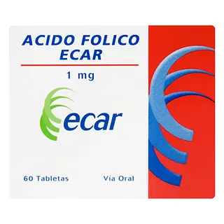 Ácido Fólico 1 mg 60 tabletas EC