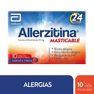 Allerzitin Masticable Fresa 10 mg 10 tabletas