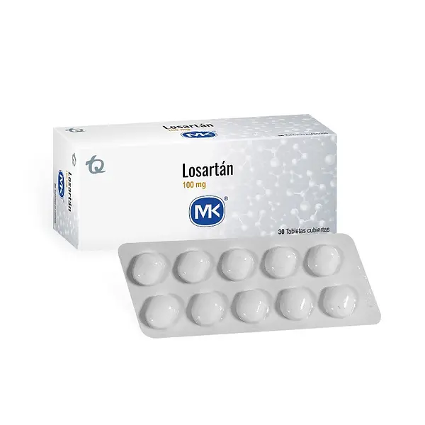 Losartán 100 mg 30 tabletas MK