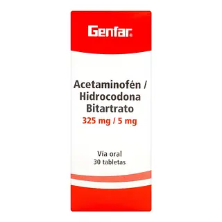 Acetaminofén/Hidrocodona 325/5 mg 30 tabletas