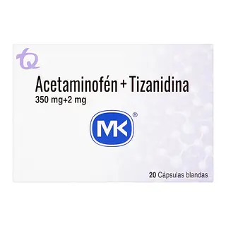 Acetaminofén/Tizanidina 350/2 mg 20 cápsulas