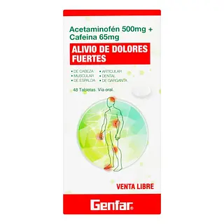 Acetaminofén 500 mg + Cafeína 65 mg 48 tabletas GF