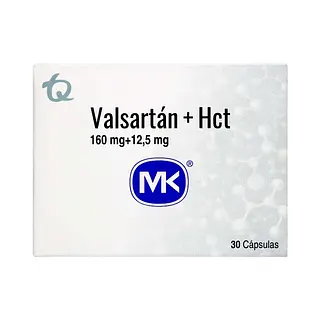 Valsartán 160 mg + Hidroclorotiazida 12.5 mg 30 cápsulas MK