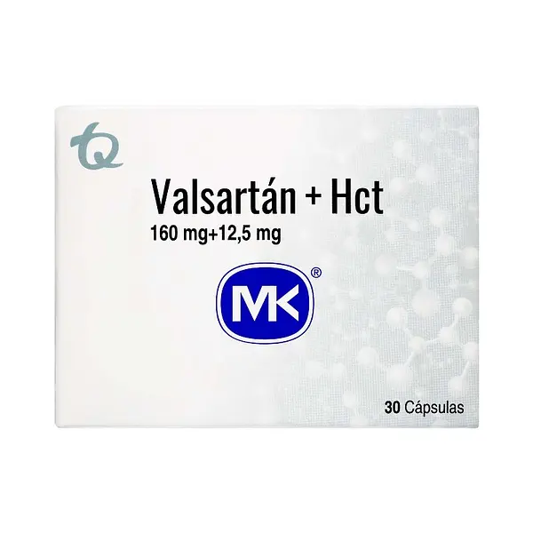 Valsartán 160 mg + Hidroclorotiazida 12.5 mg 30 cápsulas MK