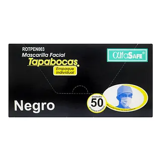 Tapabocas Alfa Safe Negro 50 unidades