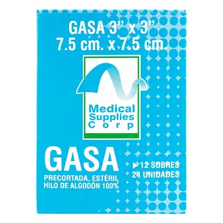 Gasa Médica Estéril 3x3x2 yd 24 und