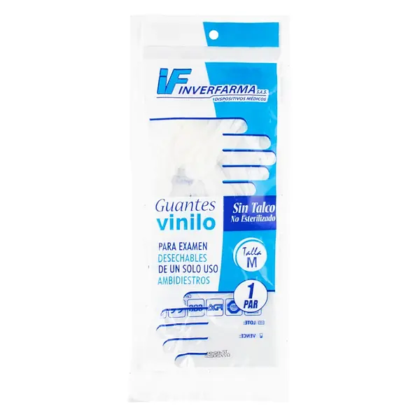 Guantes de Vinilo Talla 7 1/2 M x1 par