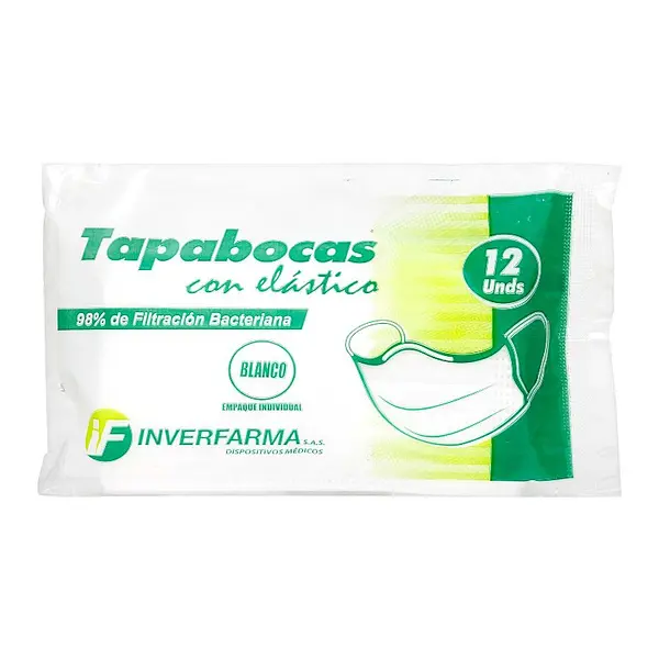 Tapabocas Blanco 12 unidades