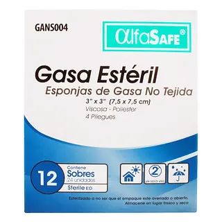 Gasa Alfa Estéril No Tejida 7.5x7.5 cm 12x2
