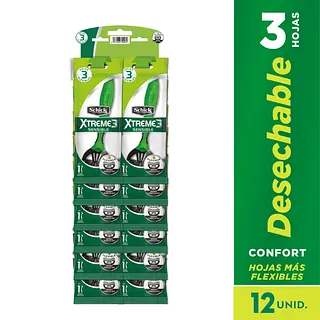 Schick Xtreme-3 Piel Sensible 12 unidades