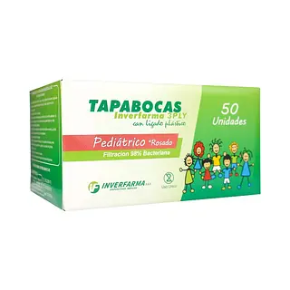 Tapabocas Pediátrico Rosa 50 unidades