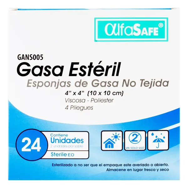 Gasa Alfa Estéril No Tejida 4x4 10 cm 24 und