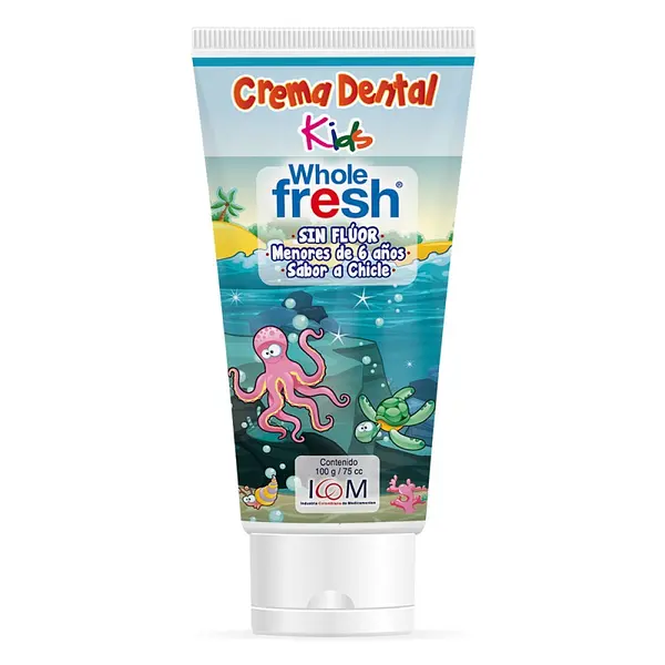 Crema dental Whole Fresh Kids sin flúor 100 g Icom