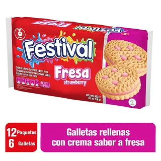 Galletas Festival Fresa 12 paquetes x6 galletas
