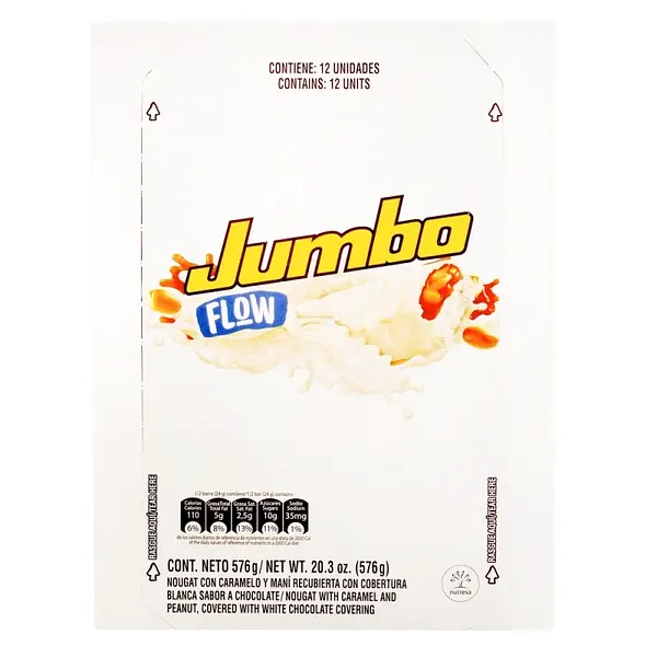Chocolatina Jumbo Flow Blanca 12 unidades 576 g
