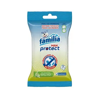 Paños húmedos Familia antibacterial máxima protección 10 unidades