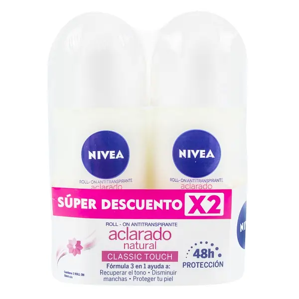 Desodorante Nivea Roll-On Aclarado Natural 50 ml x2