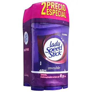 Desodorante Lady Speed Stick Barra Invisible Floral 45 g x2