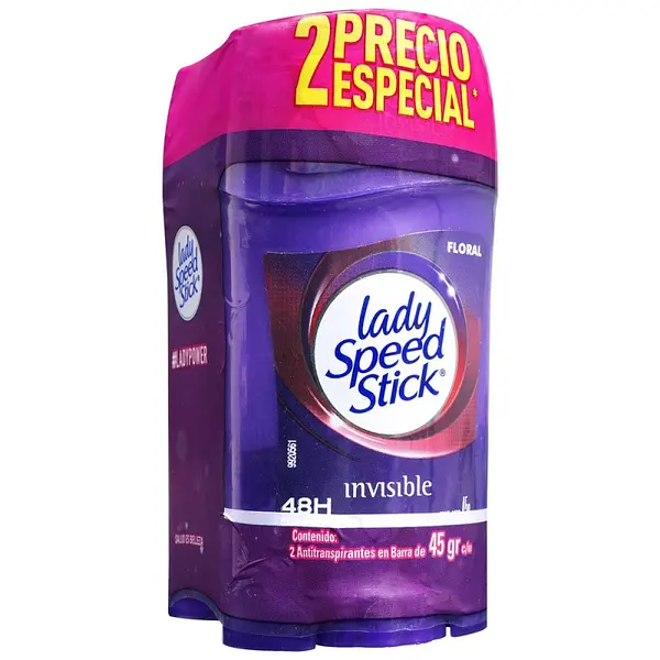 Desodorante Lady Speed Stick Barra Invisible Floral 45 g x2