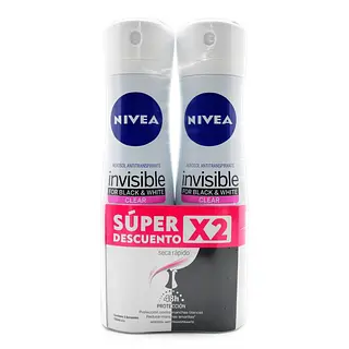 Desodorante Nivea Spray Black & White Mujer 150 ml x2